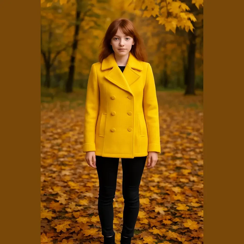 J.Crew Stadium Cloth Wool Peacoat Yellow OP Petite bf - Picture 9 of 9